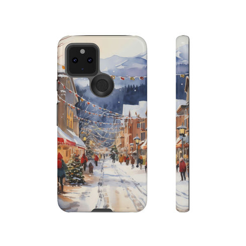 Bustling Victorian Christmas Market - Impact Resistant Phone Case Google Pixel 5 5G Glossy